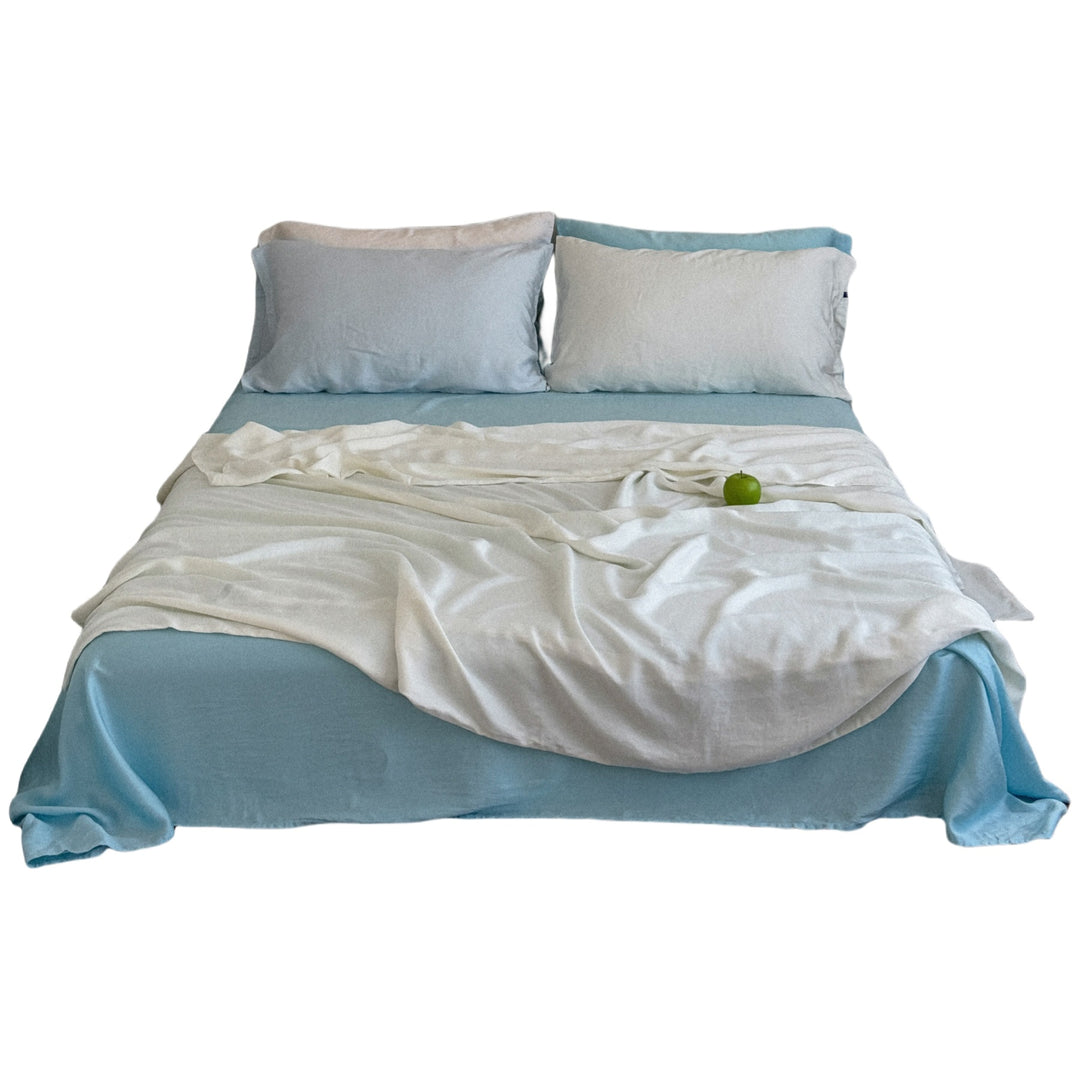 Soft-washed linen bedding set with fitted sheet and pillowcases