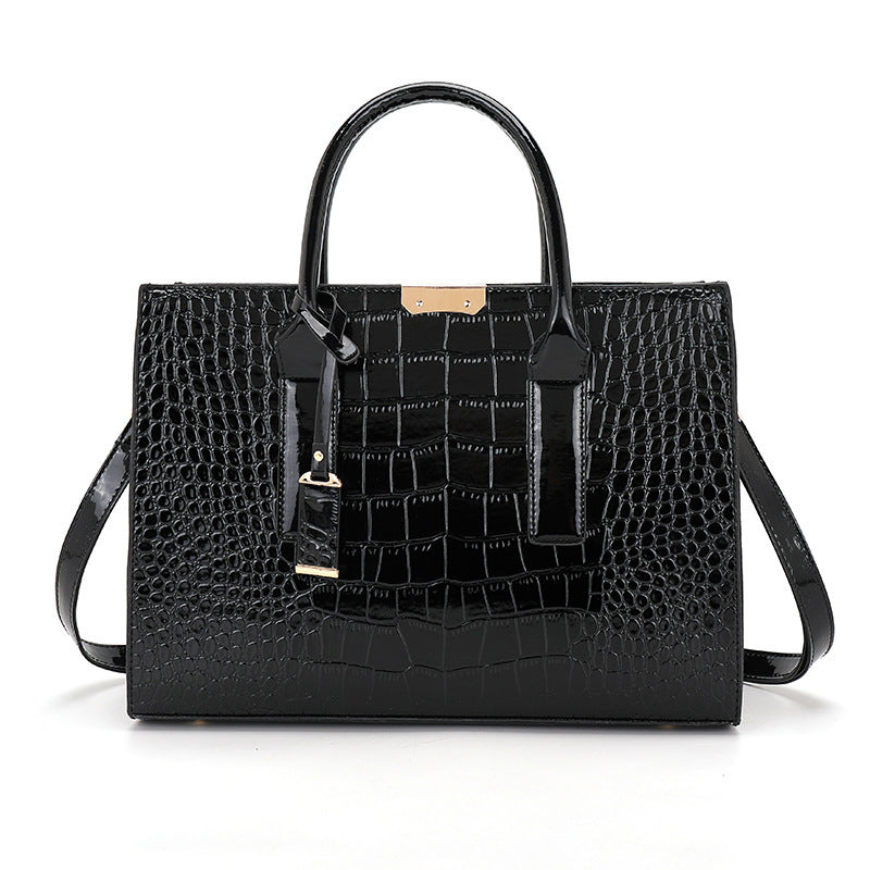 Crocodile-Effect Structured Tote Bag