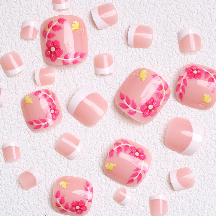Decorative Floral Press-On Toenails Stornfield