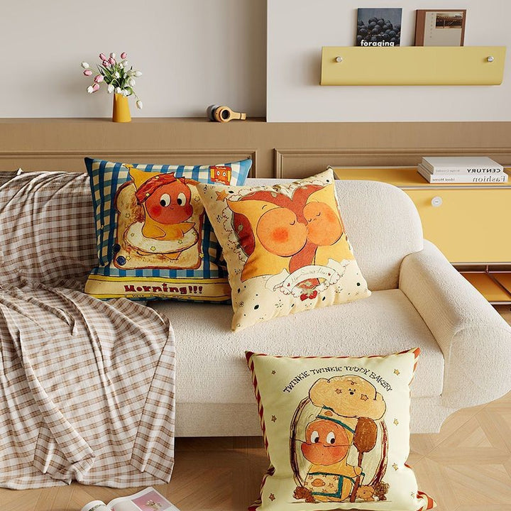 Whimsical Cartoon Character Throw Pillow