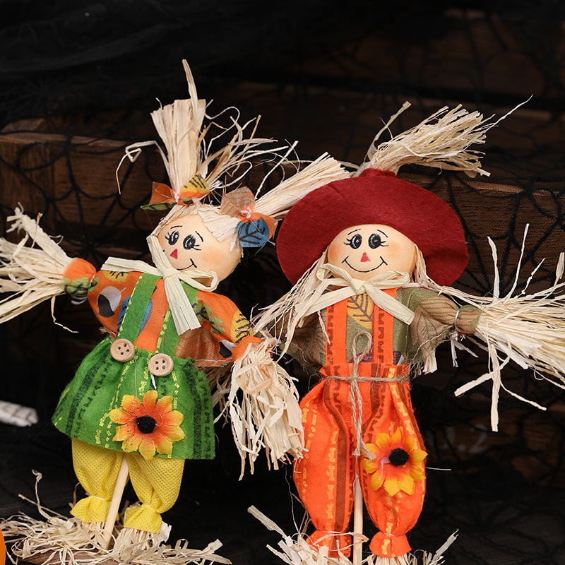 Whimsical Decorative Scarecrow Figurine