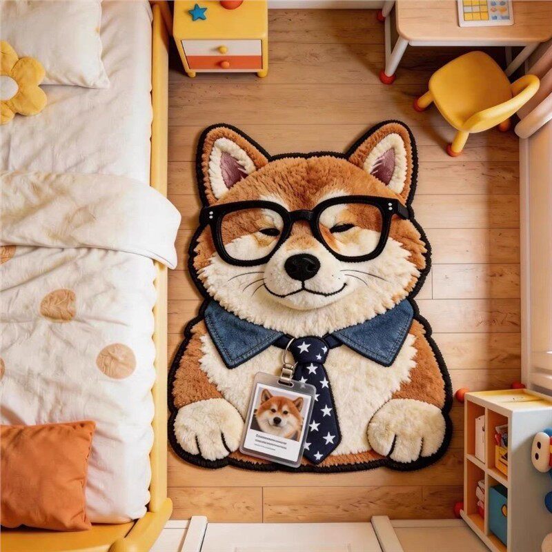 Cute Dog-Shaped Plush Area Rug