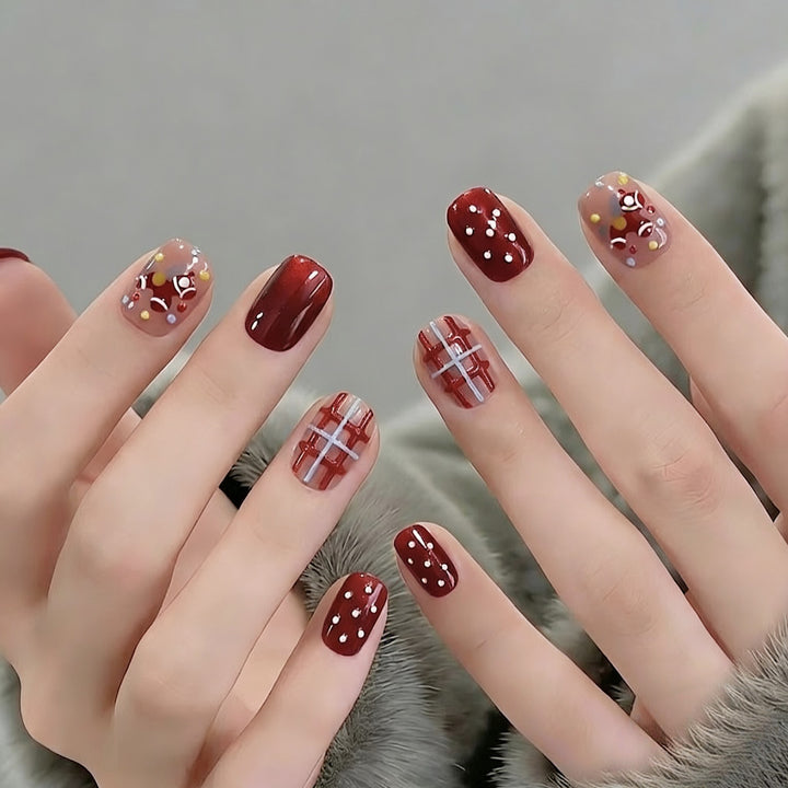 Artistic Press-On Nail Set with Unique Patterns