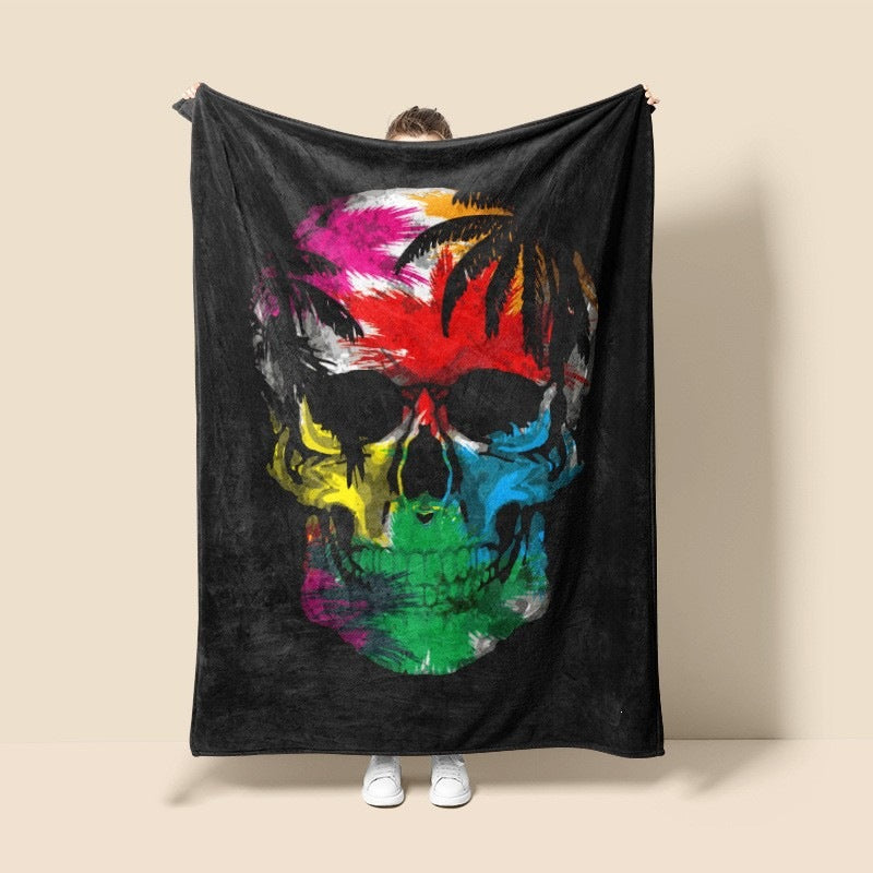 Artistic Skull-Themed Fleece Blanket