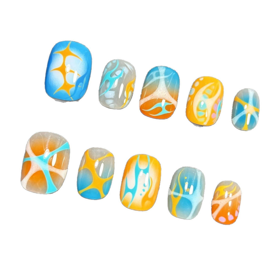Artistic Coffee-Inspired Press-On Nail Art Set Stornfield