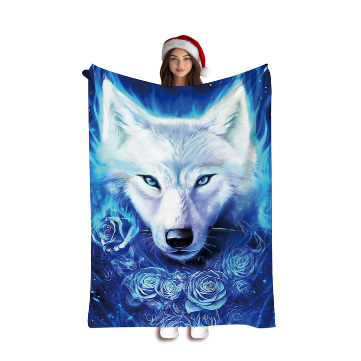 Artistic Wolf-Themed Fleece Blanket