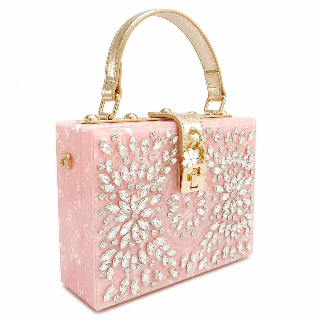Decorative Jewel-Embellished Acrylic Clutch