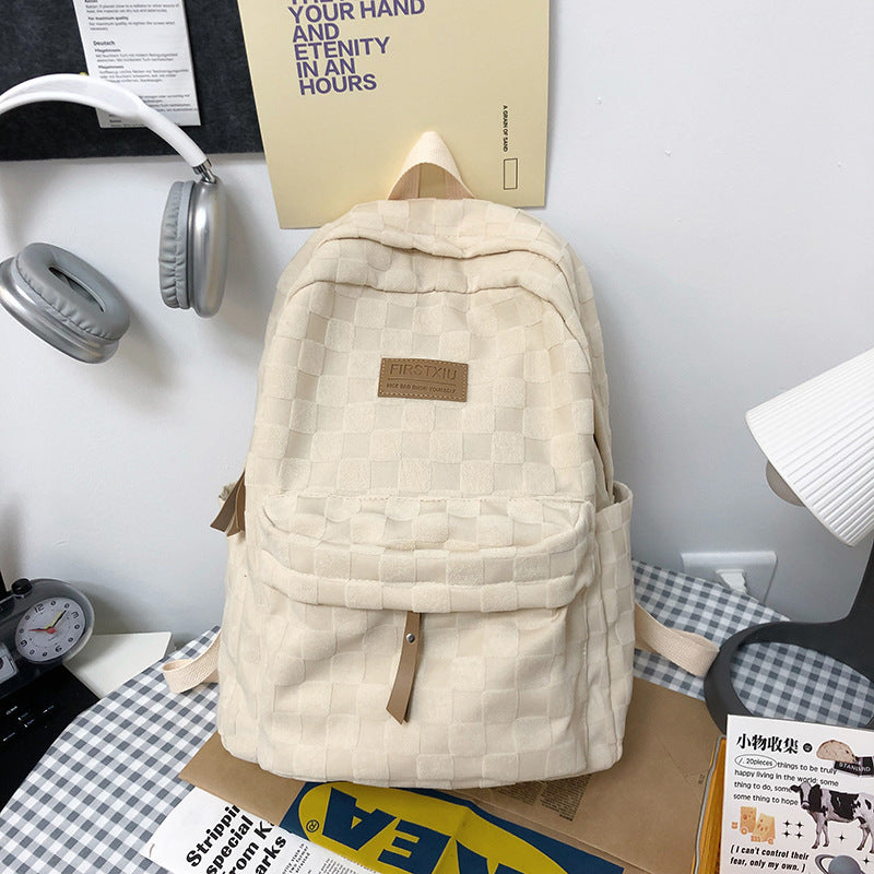 Checkered Textured School Backpack Stornfield