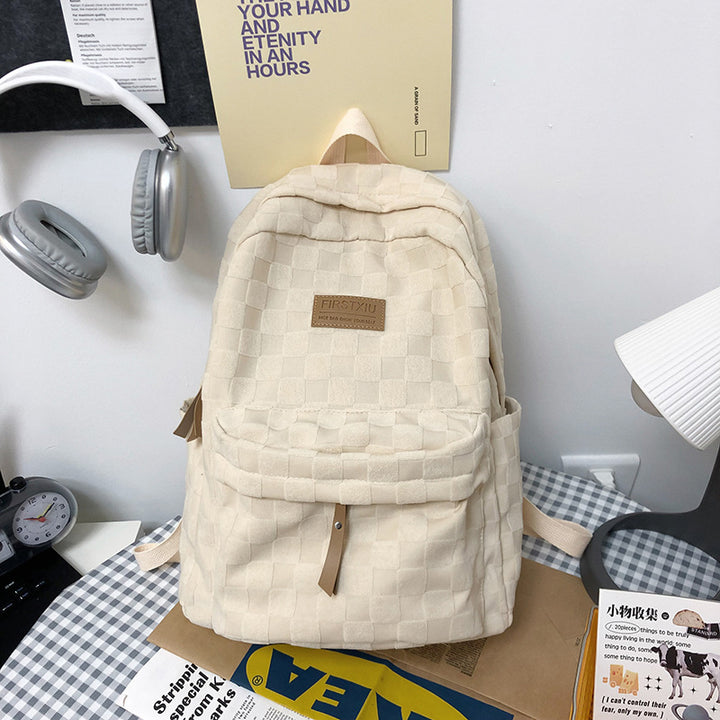 Checkered Textured School Backpack Stornfield