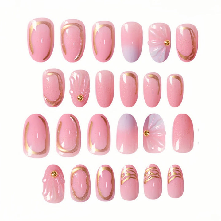Floral Geometric Press-On Nail Art Set Stornfield