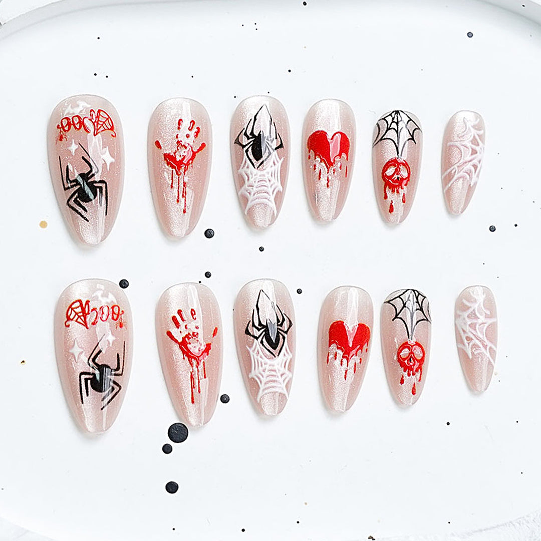 Artistic Press-On Nail Set with Cherry Blossom Design Stornfield