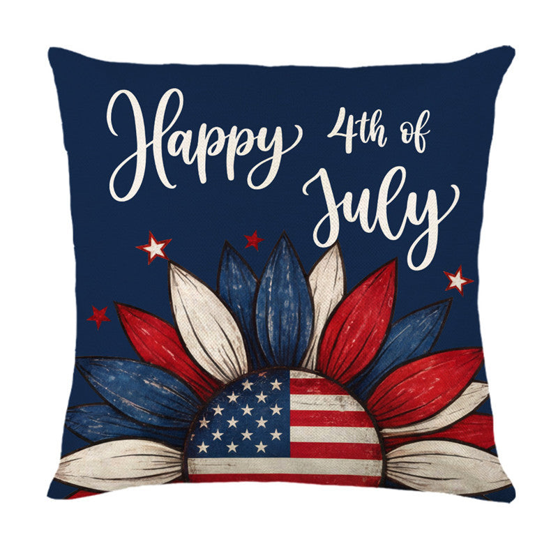 Patriotic Decorative Throw Pillow Cover with USA Map and 'Home' Typography