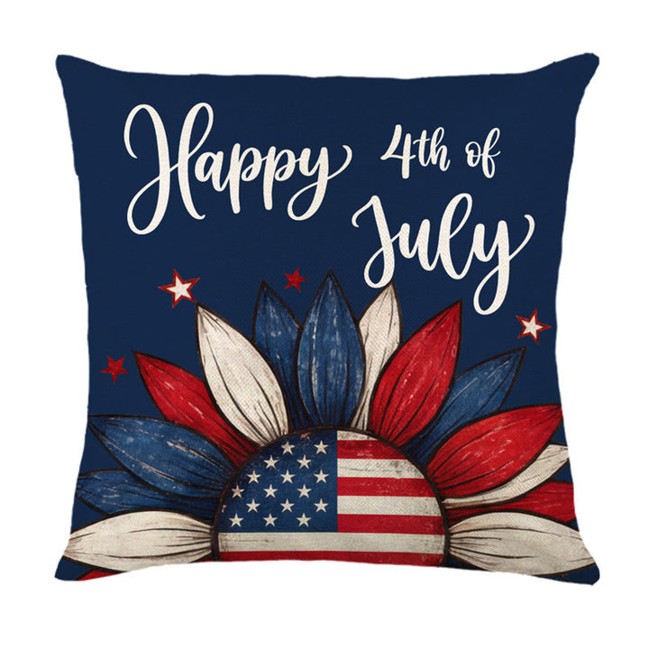 Patriotic Decorative Throw Pillow Cover with USA Map and 'Home' Typography