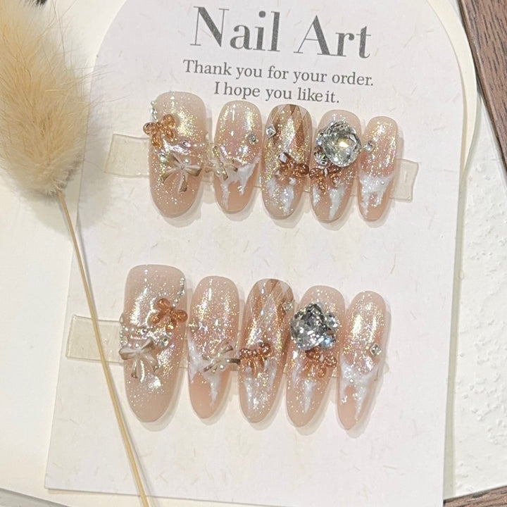 Artificial nail tips with elegant glitter details Stornfield