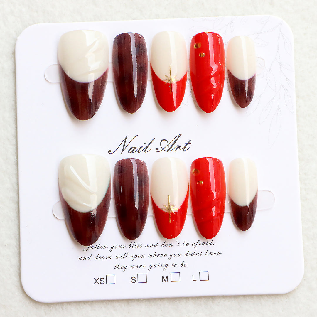 Decorative Press-On Nail Art Set with Unique Patterns Stornfield