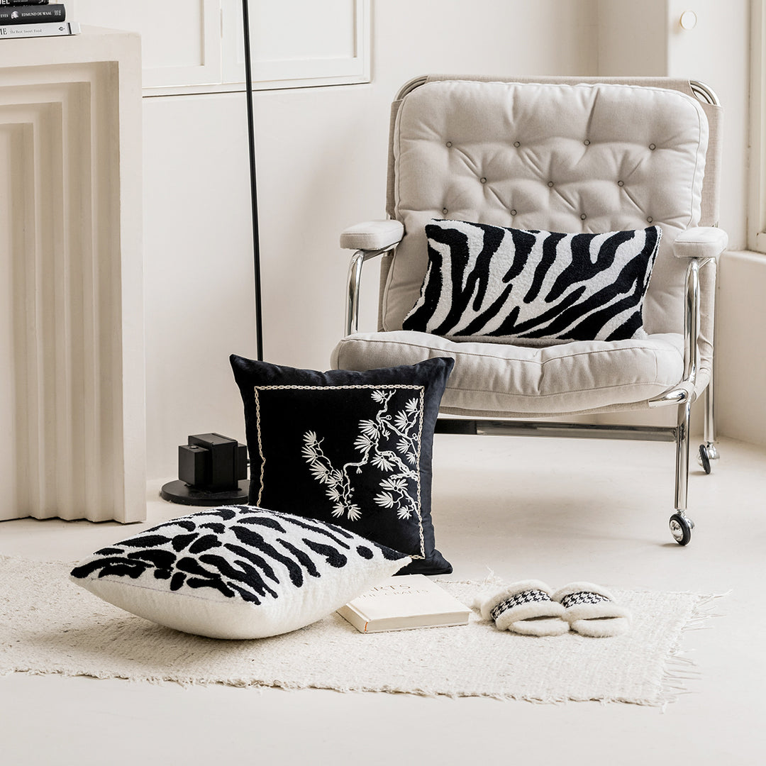 Elegant decorative pillow with zebra pattern