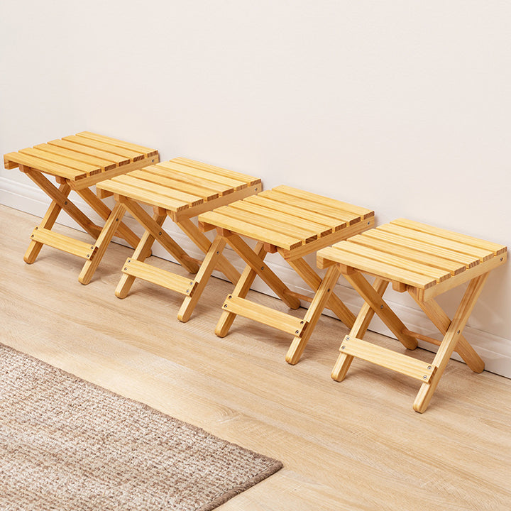 Folding Stool Made of Natural Wood with Ergonomic Design Stornfield