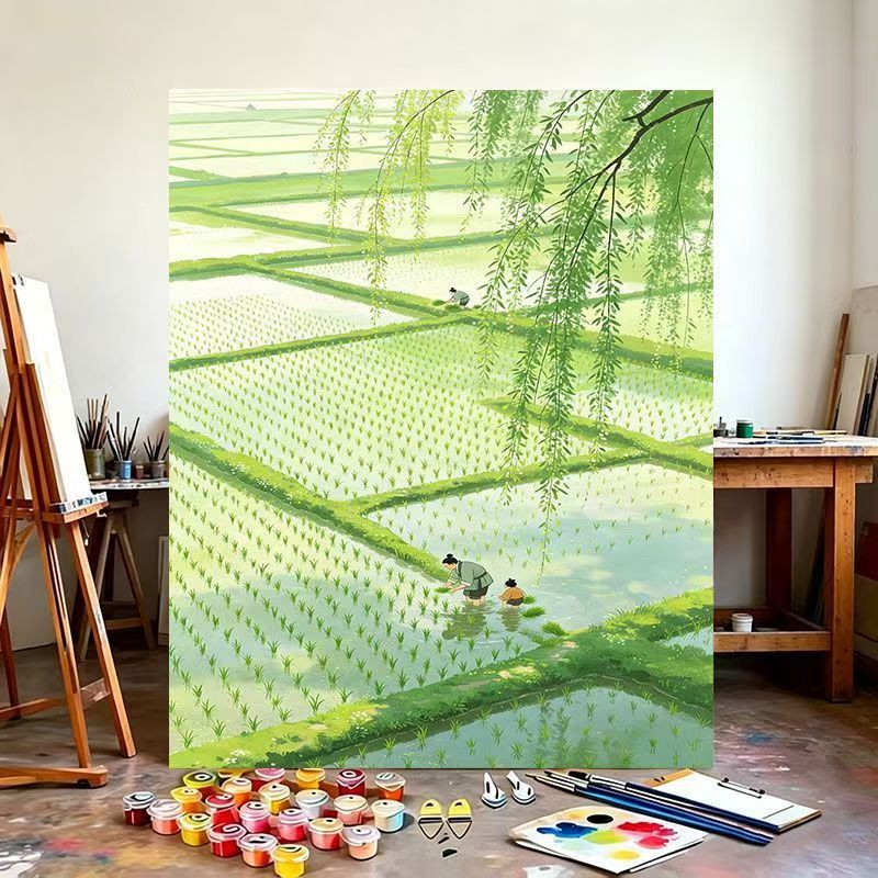 Rice Field Landscape Canvas Art Stornfield