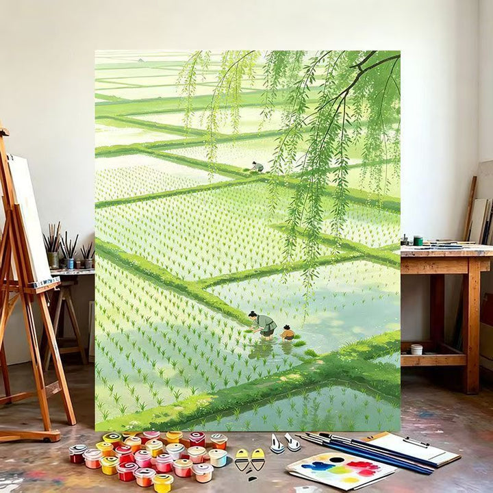 Rice Field Landscape Canvas Art Stornfield