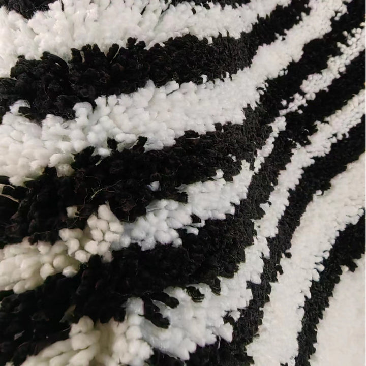High-Pile Geometric Runner Rug with Tufted Chenille Texture