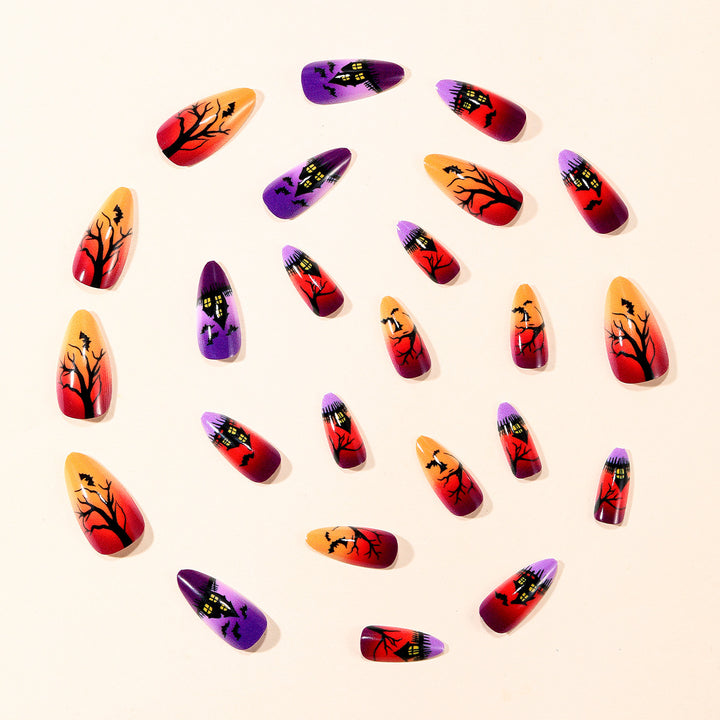 Haunted Night-Themed Nail Art Extensions Stornfield