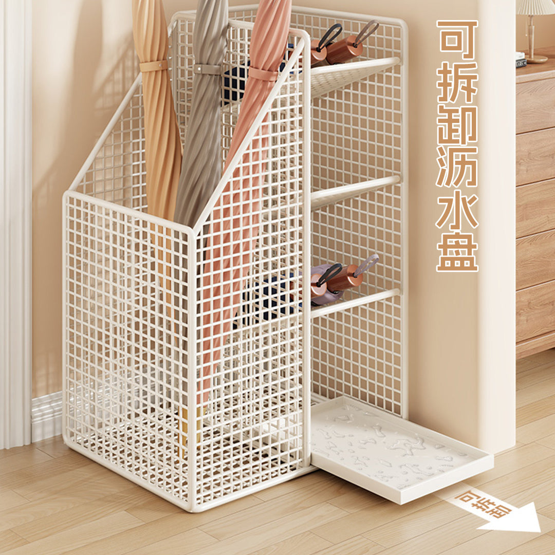 Vertical Metal Mesh File and Magazine Organizer with Angled Divider and Wooden Base