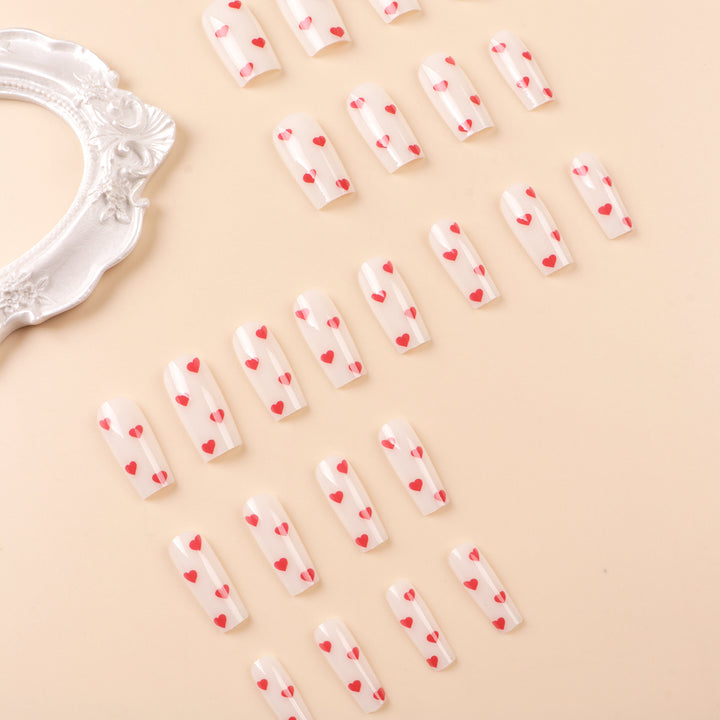 Artistic Heart-Themed Press-On Nail Set Stornfield