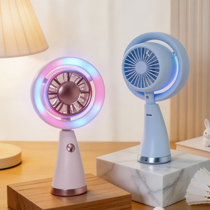 Women's Portable Mini Fan with Colorful LED Light Stornfield