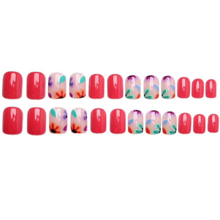 Artificial nail set with colorful flower designs Stornfield