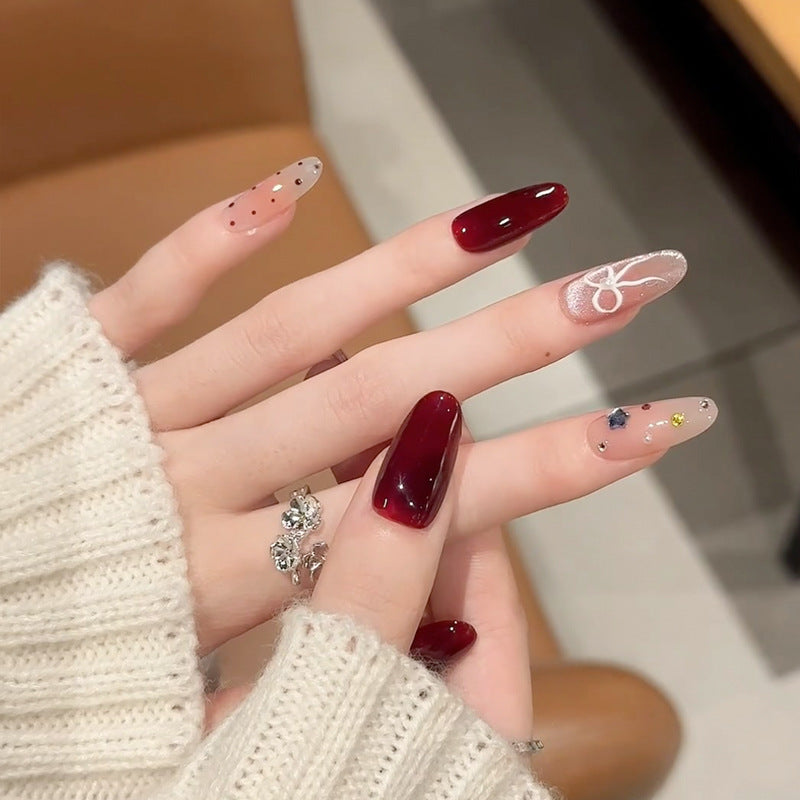Artistic Press-On Nail Set with Decorative Floral Patterns Stornfield