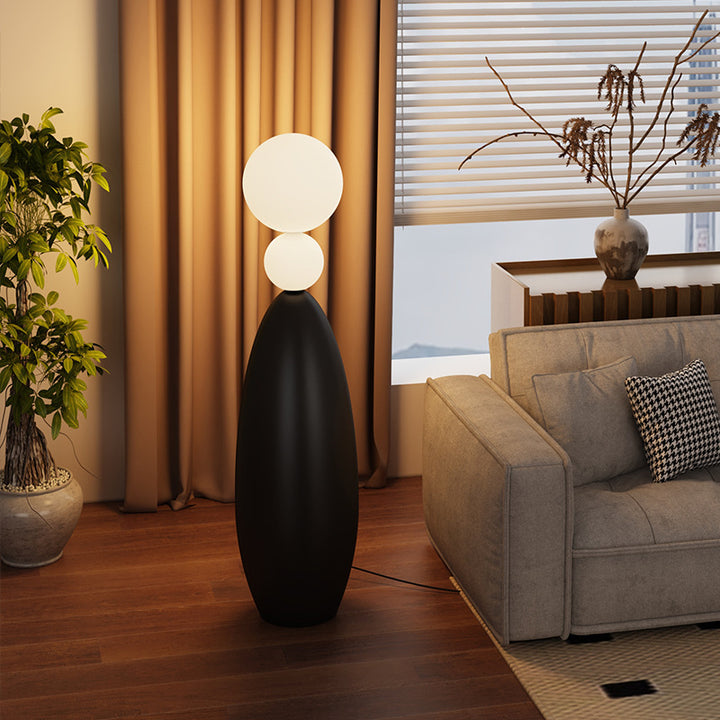 Sculptural Floor Lamp with Dual Globe Design