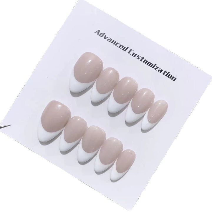 Customizable Press-On Nail Set with Elegant French Tip Design