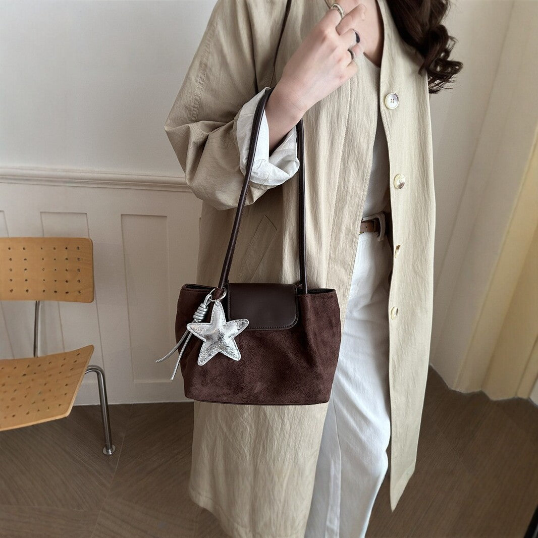 Suede Handbag with Star Charm