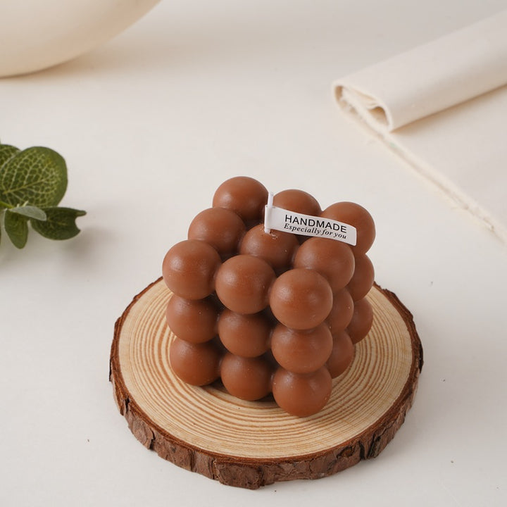 Handcrafted Sphere-Cluster Cube Soy Wax Candle Centerpiece