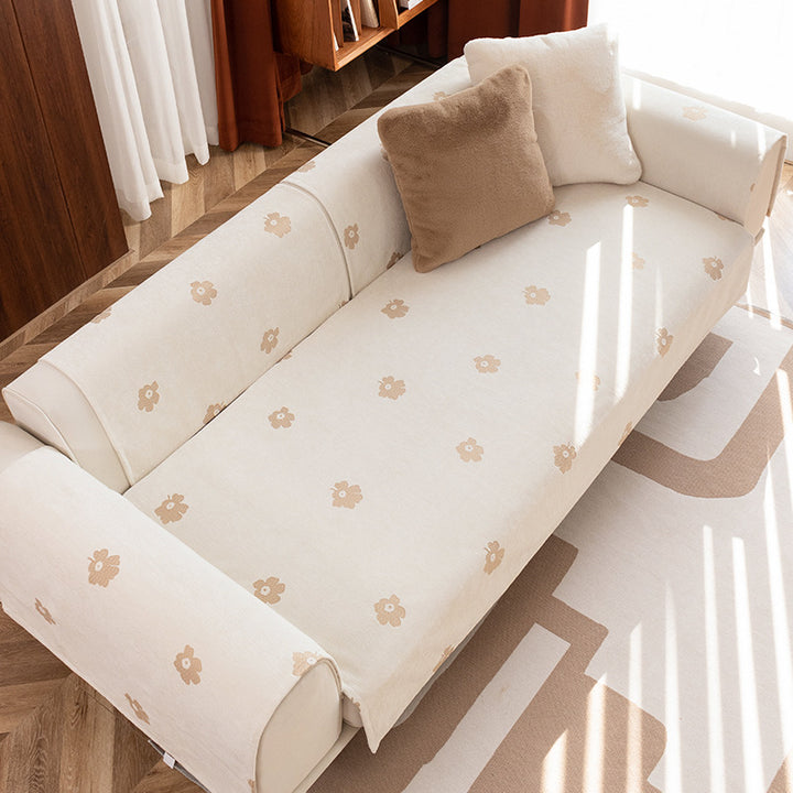 Three-seater sofa with geometric jacquard cover and sleek metal legs Stornfield