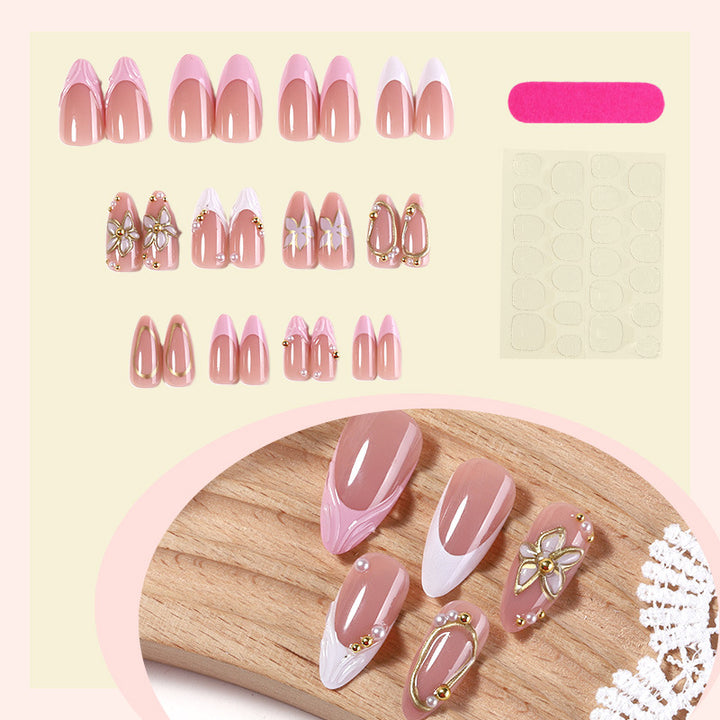 Decorative Press-On Nail Set with Floral Designs Stornfield