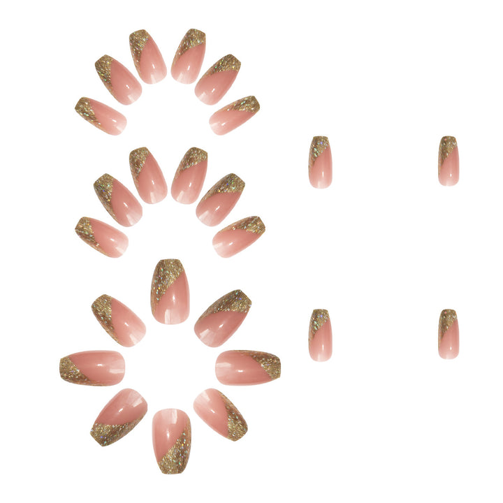 Glamorous artificial nail set with sparkling glitter and French tip Stornfield