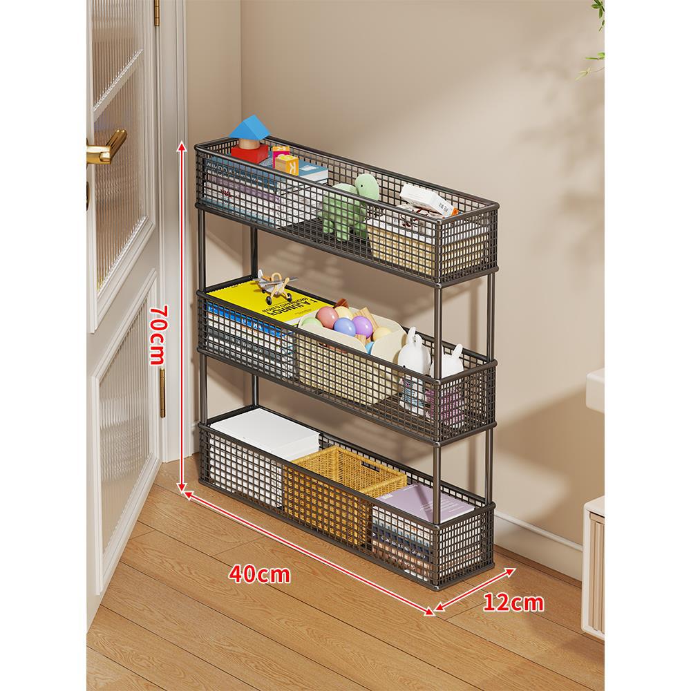 Slim Vertical Mesh Basket Organizer Rack for Narrow Spaces