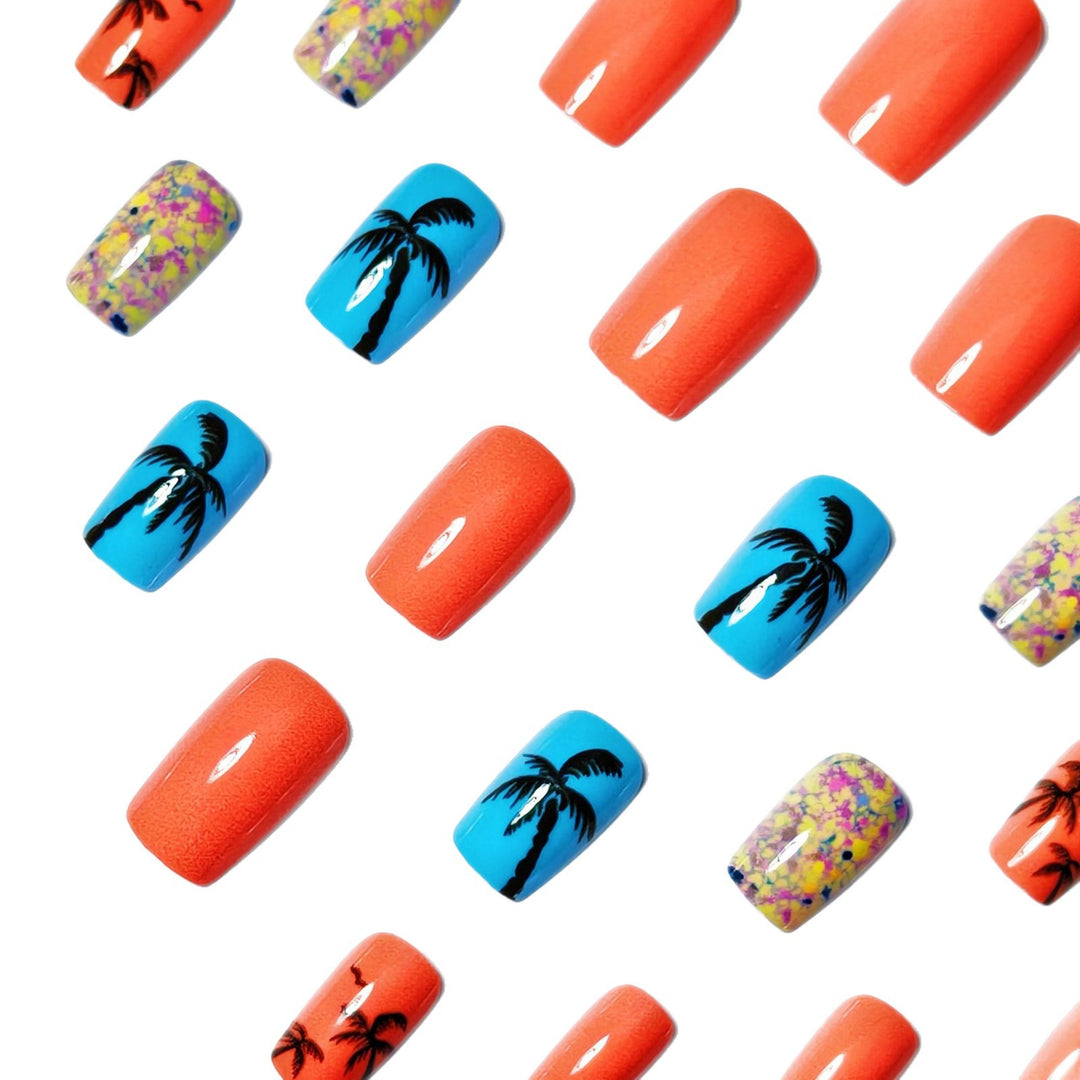 Artificial nails with tropical palm motif Stornfield
