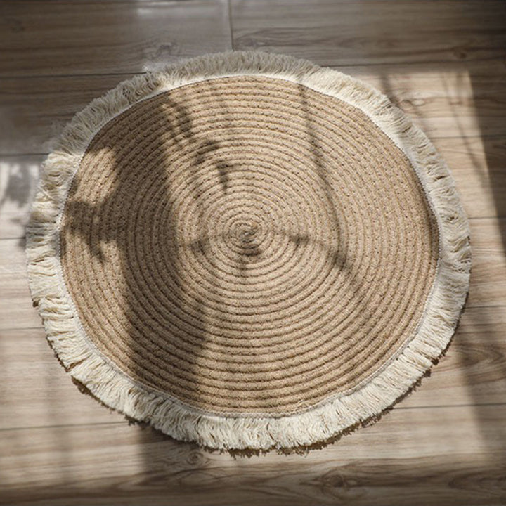 Round Jute Rug with Fringes Stornfield
