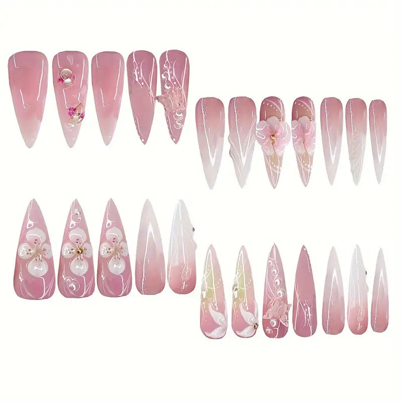 Sculpted Floral Press-On Nail Art Stornfield