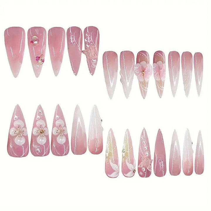 Sculpted Floral Press-On Nail Art Stornfield