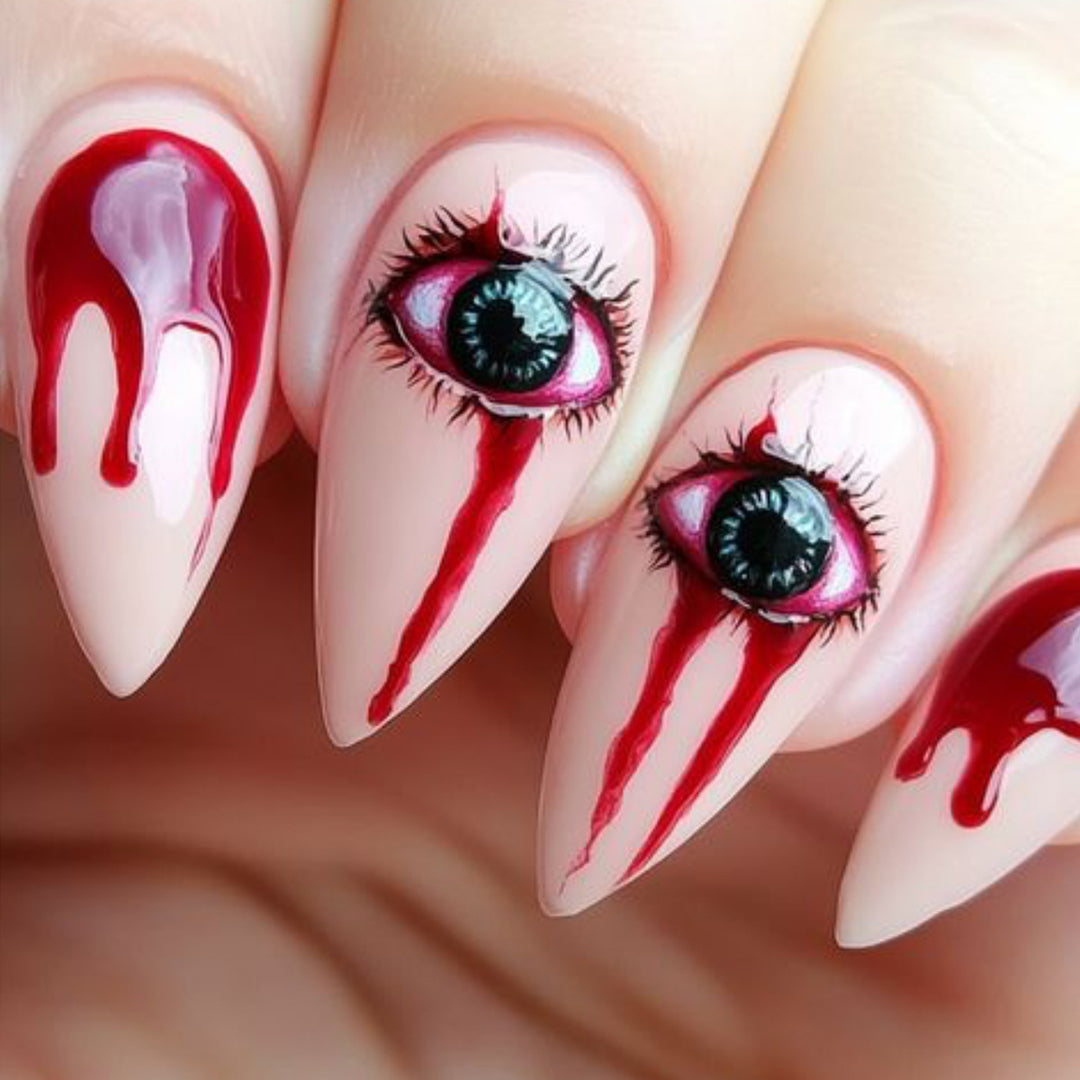 Horror Eye-Inspired Stiletto Nail Art Extensions Stornfield