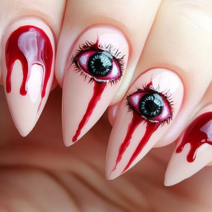 Horror Eye-Inspired Stiletto Nail Art Extensions Stornfield