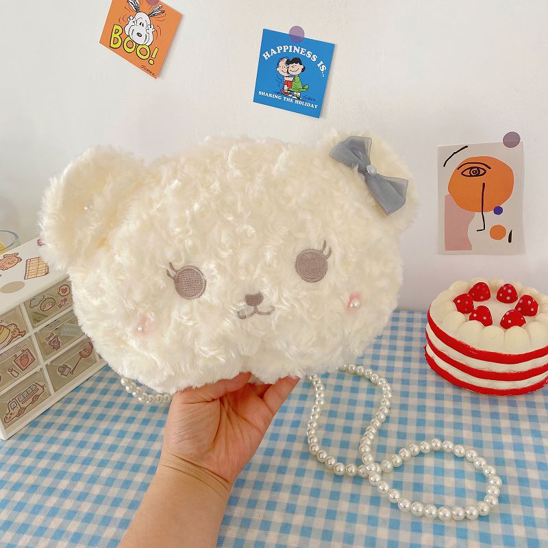 Plush Animal-Themed Crossbody Bag