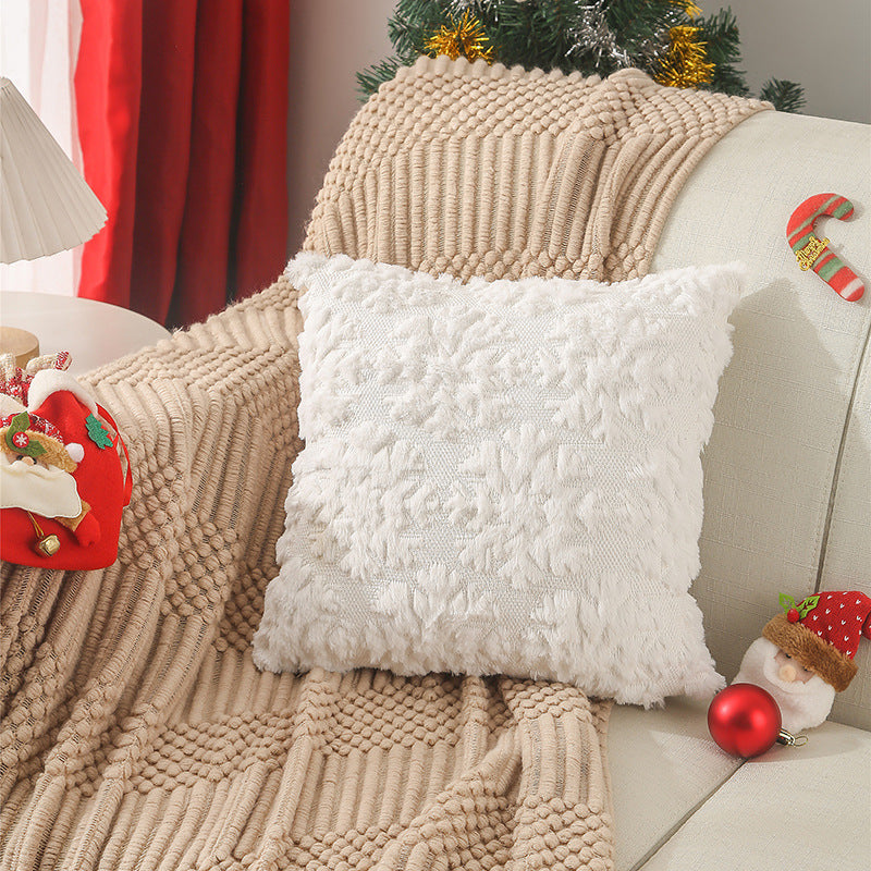 Square Faux Fur Textured Throw Pillow Cover with Hidden Zipper