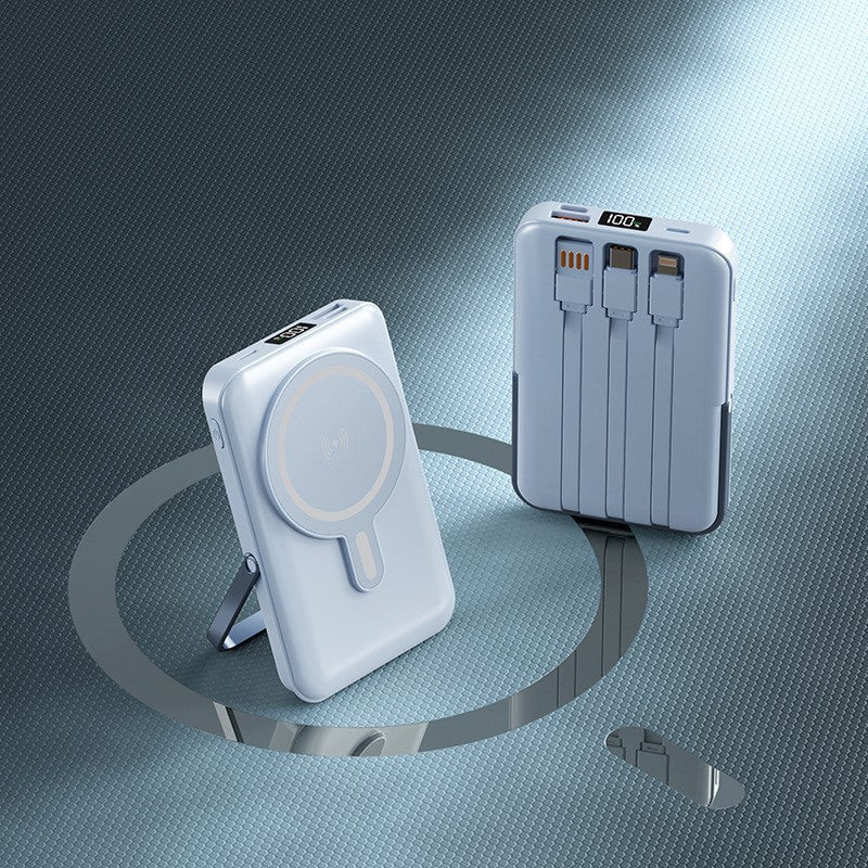 Portable power bank with integrated charging cable and wireless charging function Stornfield