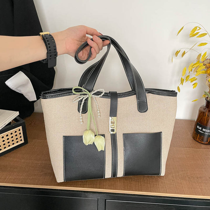 Stylish Canvas Tote Bag with Elegant Accents