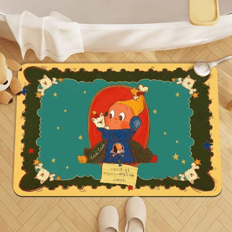 Playful Cartoon Character Bath Mat