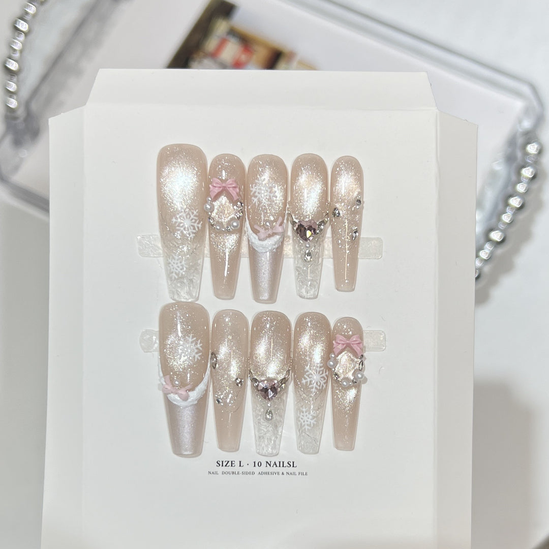 Decorative Stiletto Press-On Nail Set with Rhinestone and Glitter Accents Stornfield